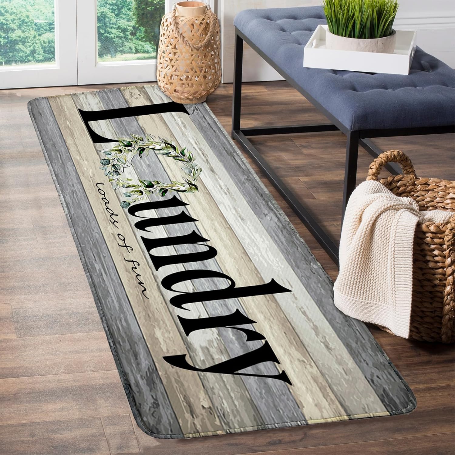 Laundry room waterproof non slip cushioned floor mat runner