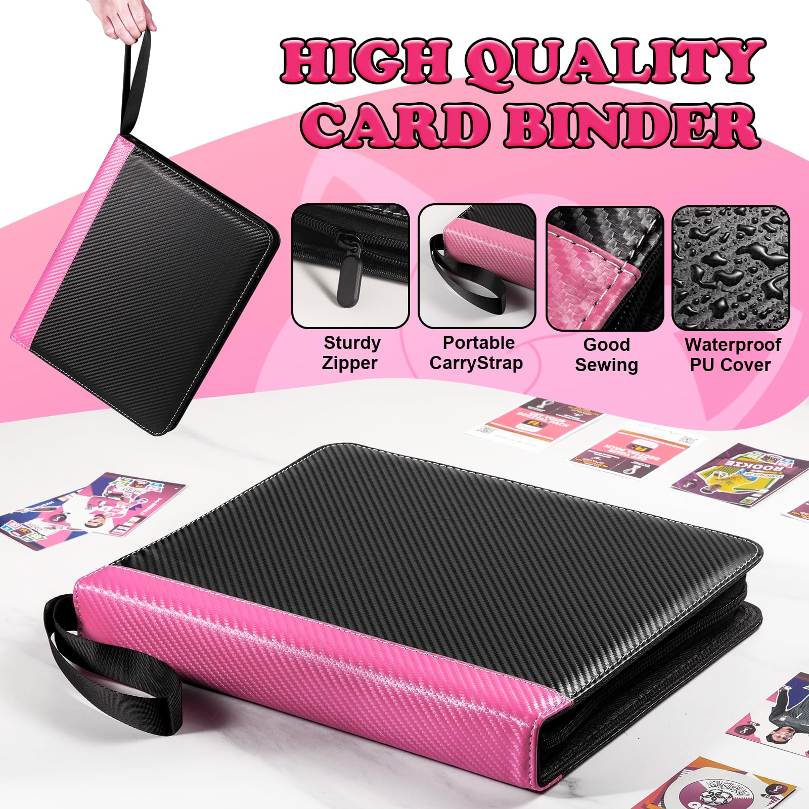 LIMSTDIC Raccoglitore di carte a 9 tasche, 40 pagine fronte-retro per 720 tasche per carte di credito, raccoglitore di carte in PU di alta qualità, album da collezione per TCG, MTG, baseball, calcio