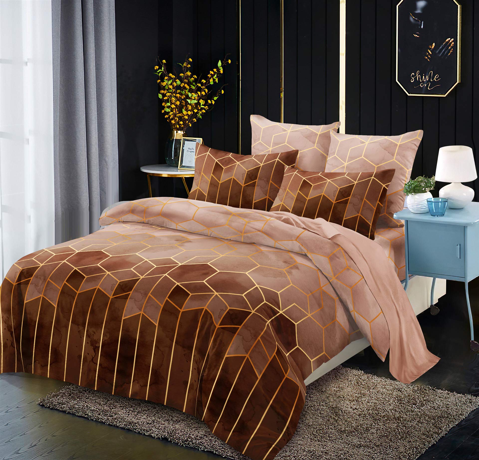 Manfei Honeycomb Duvet Cover Set Queen 