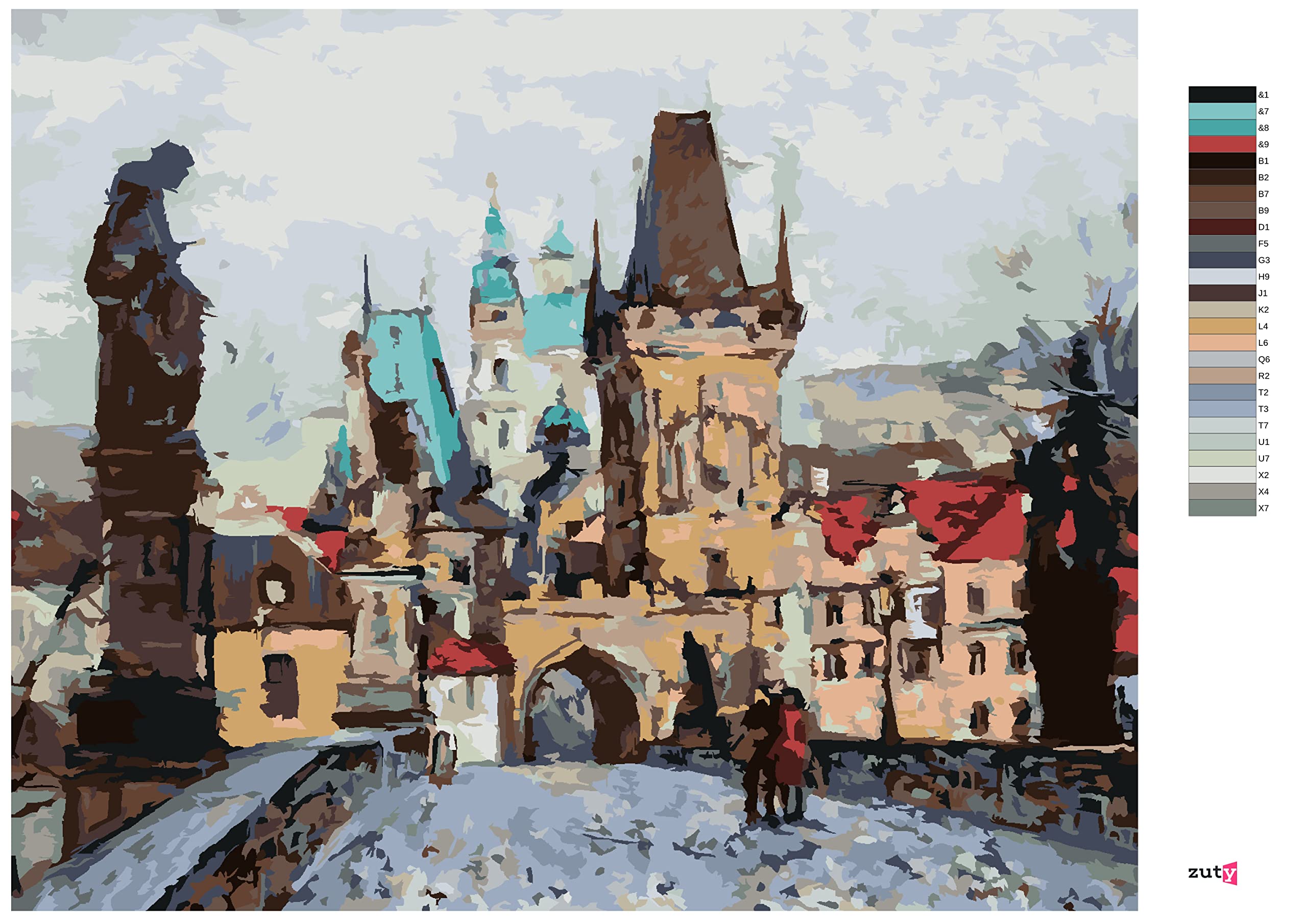 Malowanie według numerów - most karski w górnej części 80 x 100 cm z blejtramem (już napięty)