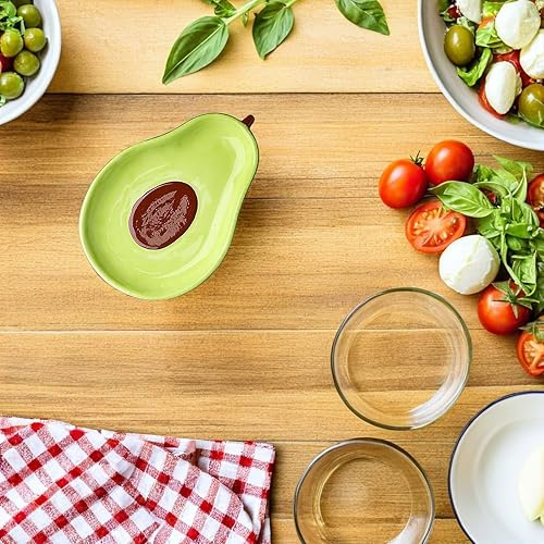 Miniatura 9 de Garneck Plato de cerámica con forma de aguacate en forma de plato de salsa de cerámica cuencos de inmersión para frutas, ensaladas, aperitivos de