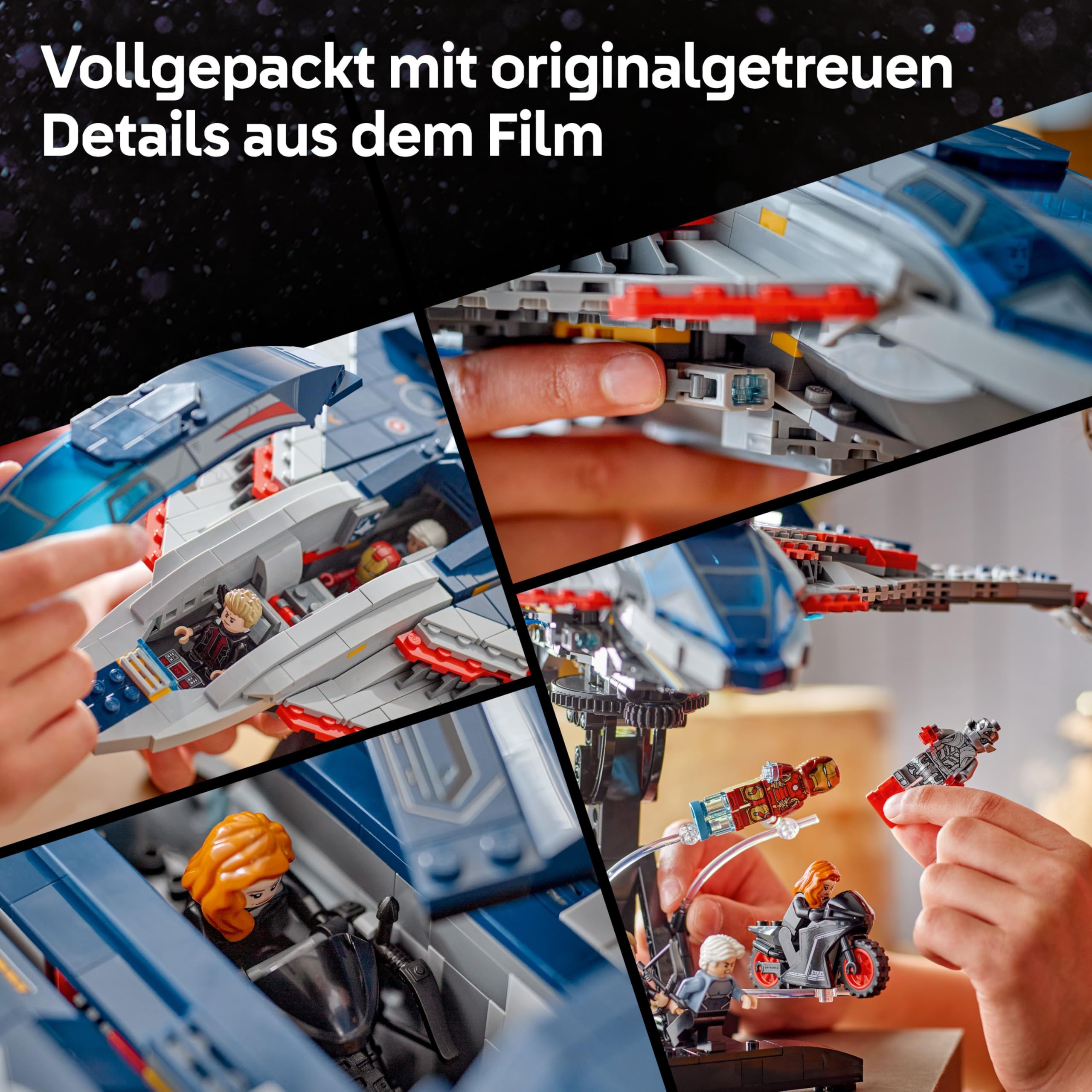 LEGO | Marvel Avengers: Age of Ultron Quinjet – Superhelden Spielzeug Flugzeug mit Motorrad und 5 Minifiguren, darunter Iron Man, Black Widow und Ultron – Geschenk für Jungen ab 12 Jahren – 76325