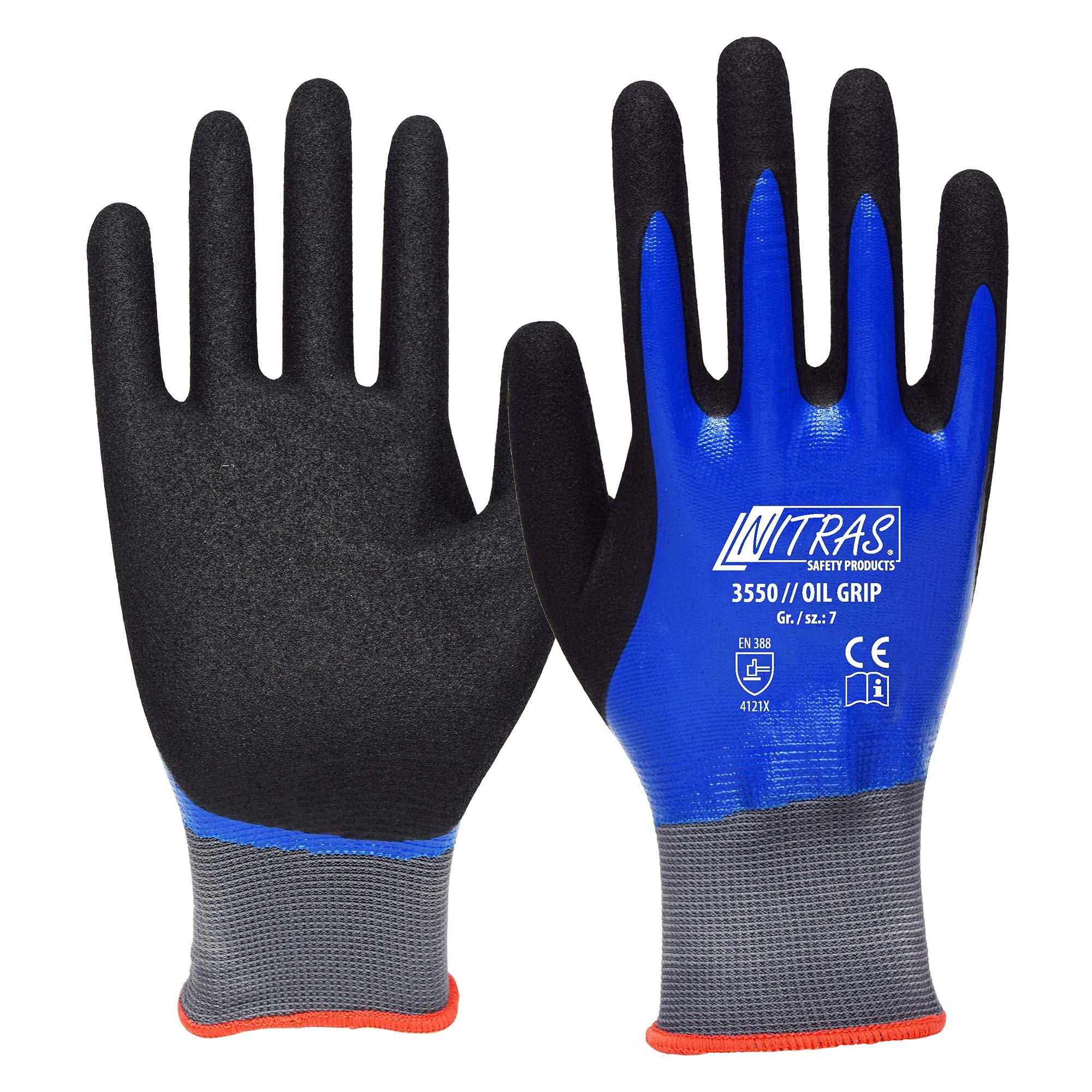 12Paar Nitras Schutzhandschuhe OIL GRIP, Größe 9, grau