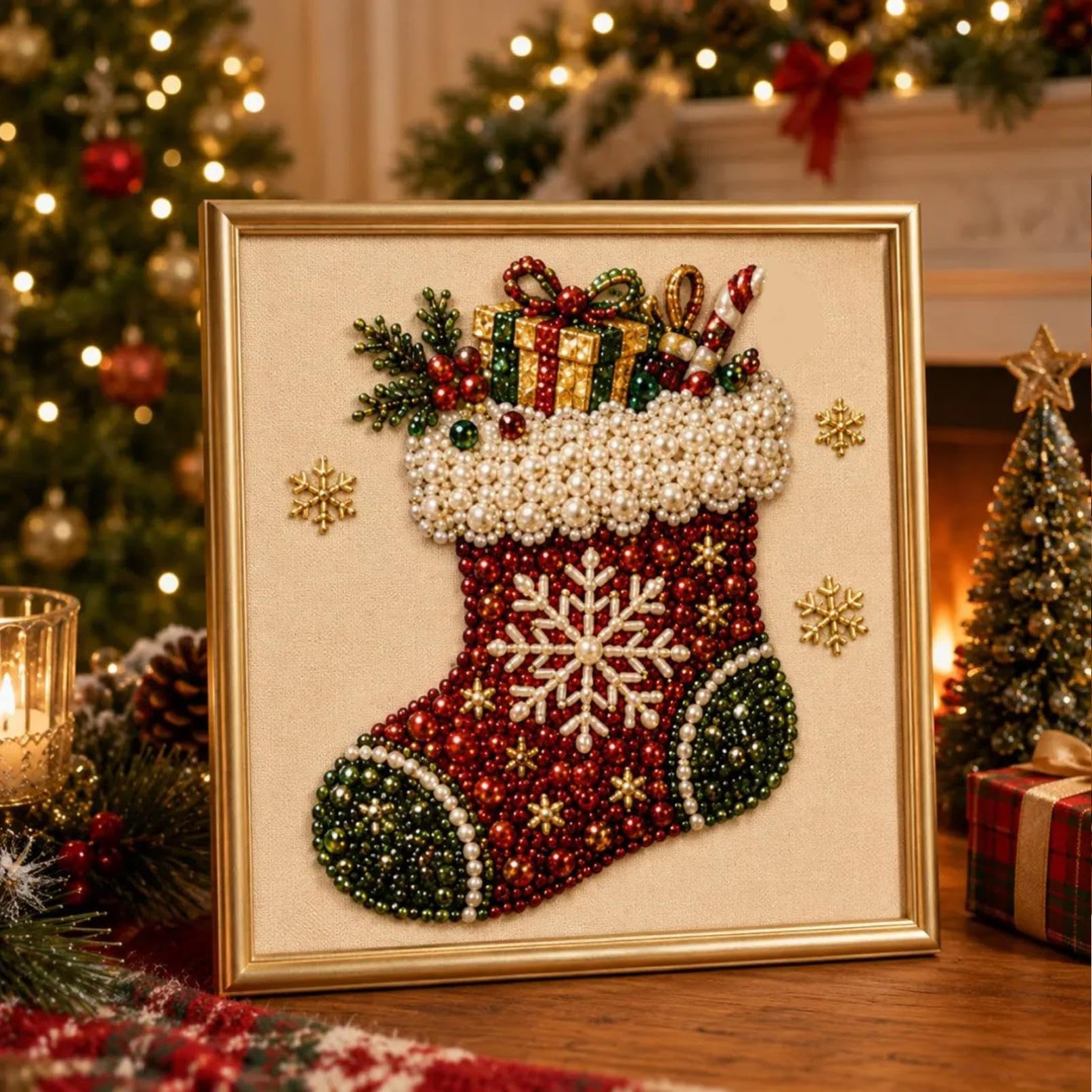DIY Christmas Pearl Diamond Painting Art Kit 7.87"x7.87"