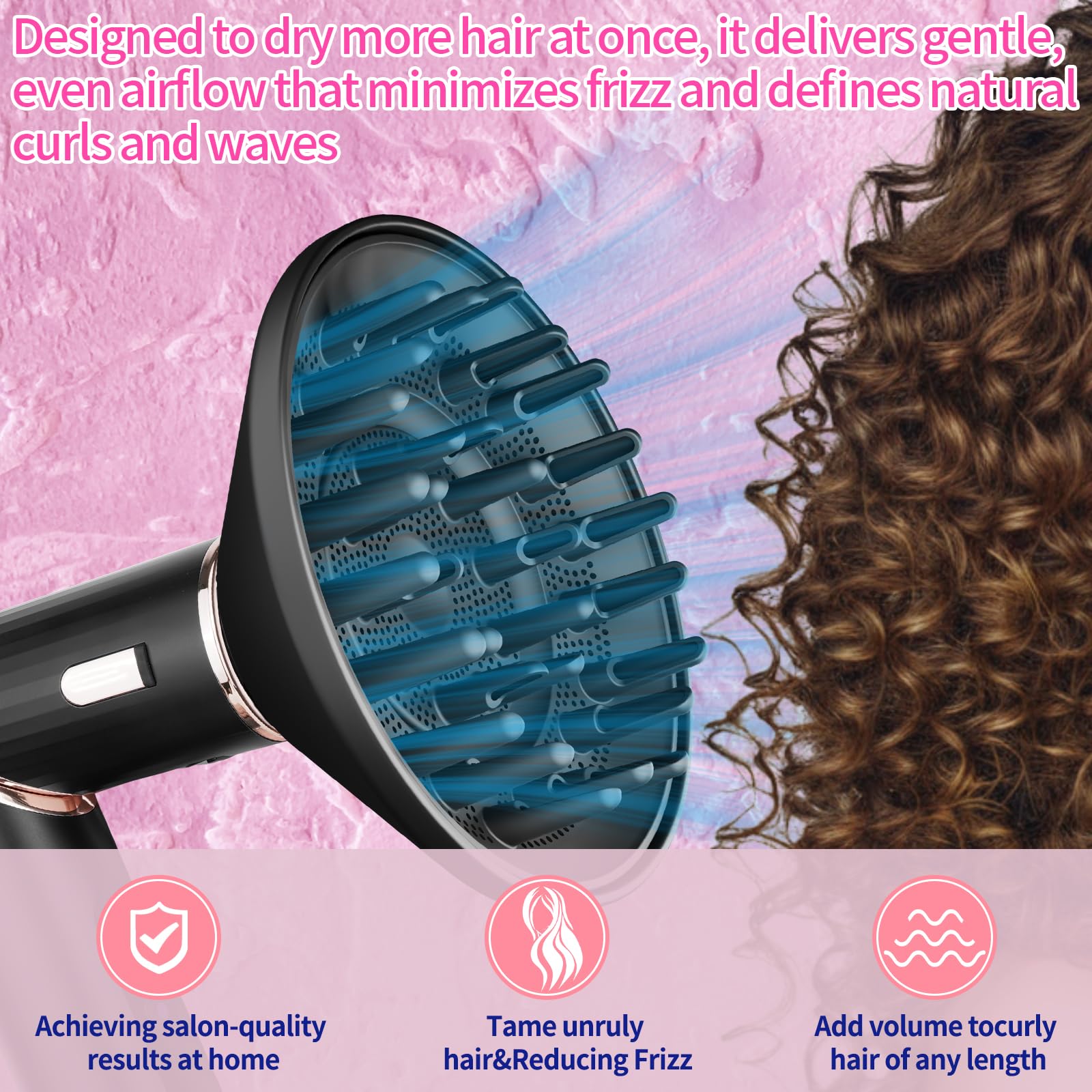 Difusor grande de 6 pulgadas para fijación estilo Shark Flex, difusor de cabello más grande mejorado compatible con Shark FlexStyle, accesorio difusor de secado rápido definición de rizos para 6