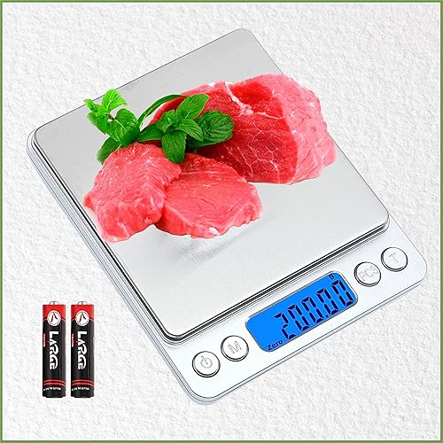 Báscula digital de cocina – Báscula de plástico ABS de acero inoxidable de alta precisión que funciona con pilas, función de tara completa en 6.6