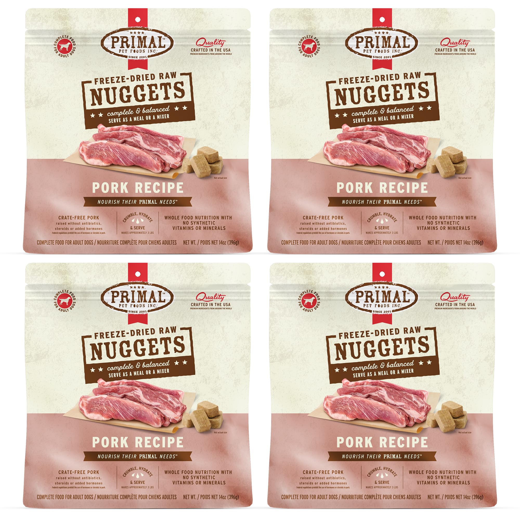 Primal Freeze Dried Raw Dog Food Nuggets, Pork