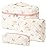 HBselect Quilted Makeup Bag, 3PCS Cotton Large Travel Makeup Bag, Cute Floral Coquette Make up Bag Cosmetic Bag Toiletry Bag for Women Girls