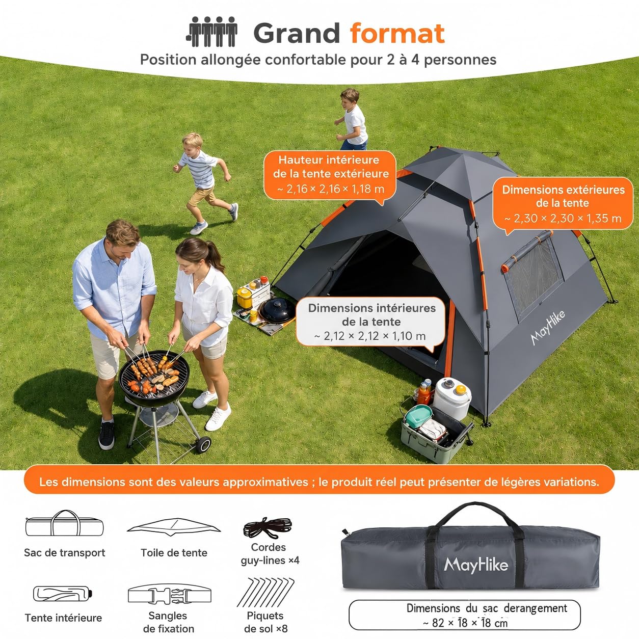 Tente Pop-Up Automatique 2 Places – Déploiement 2 Secondes, Étanchéité 3000mm, Double Paroi 4 Saisons, Anti-UV UPF 50+, 2 Portes & 2 Fenêtres, Tente de Camping Léger 2.3×2.3×1.35m