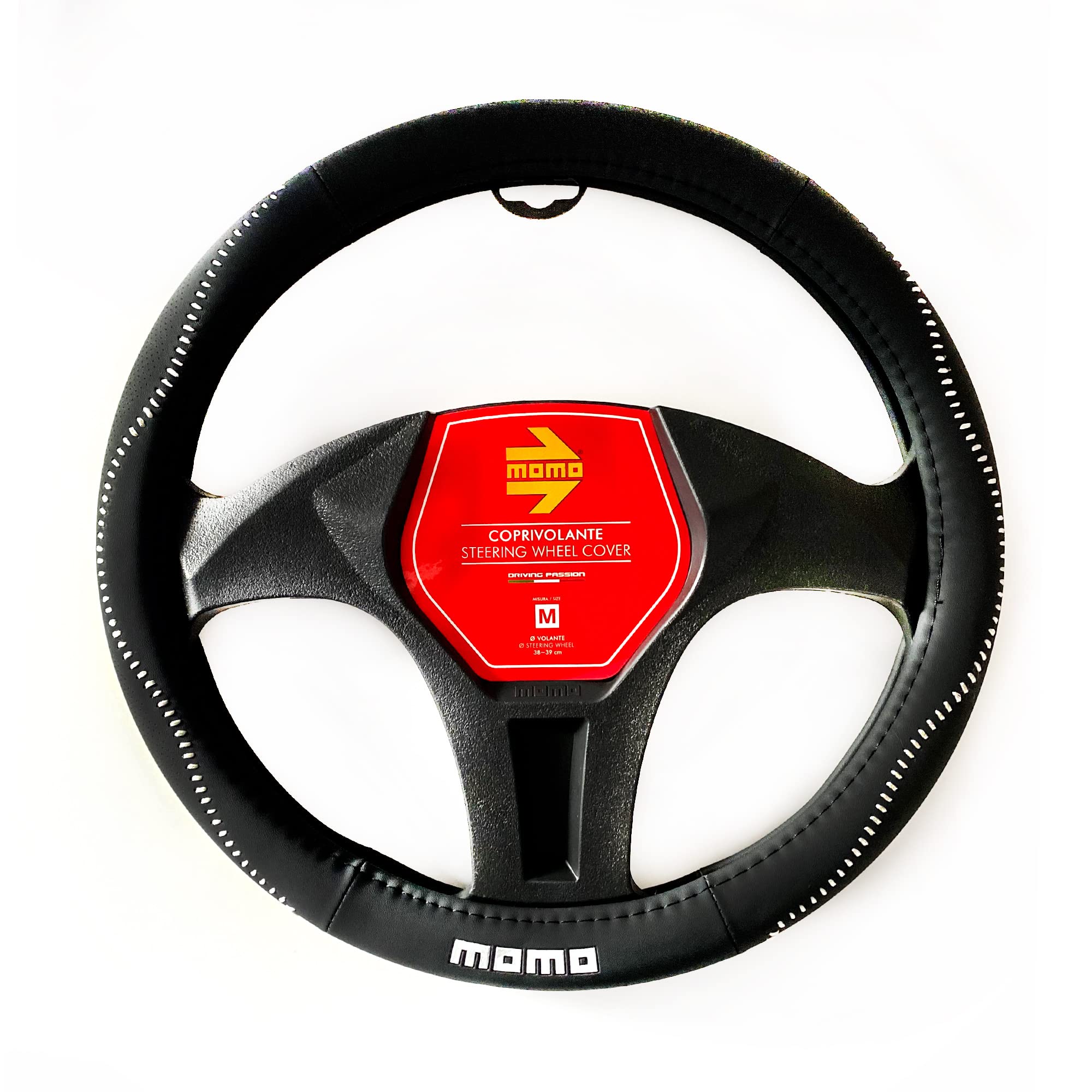 MOMO STREET UNIVERSAL STEERING WHEEL COVER BLACK AND WHITE