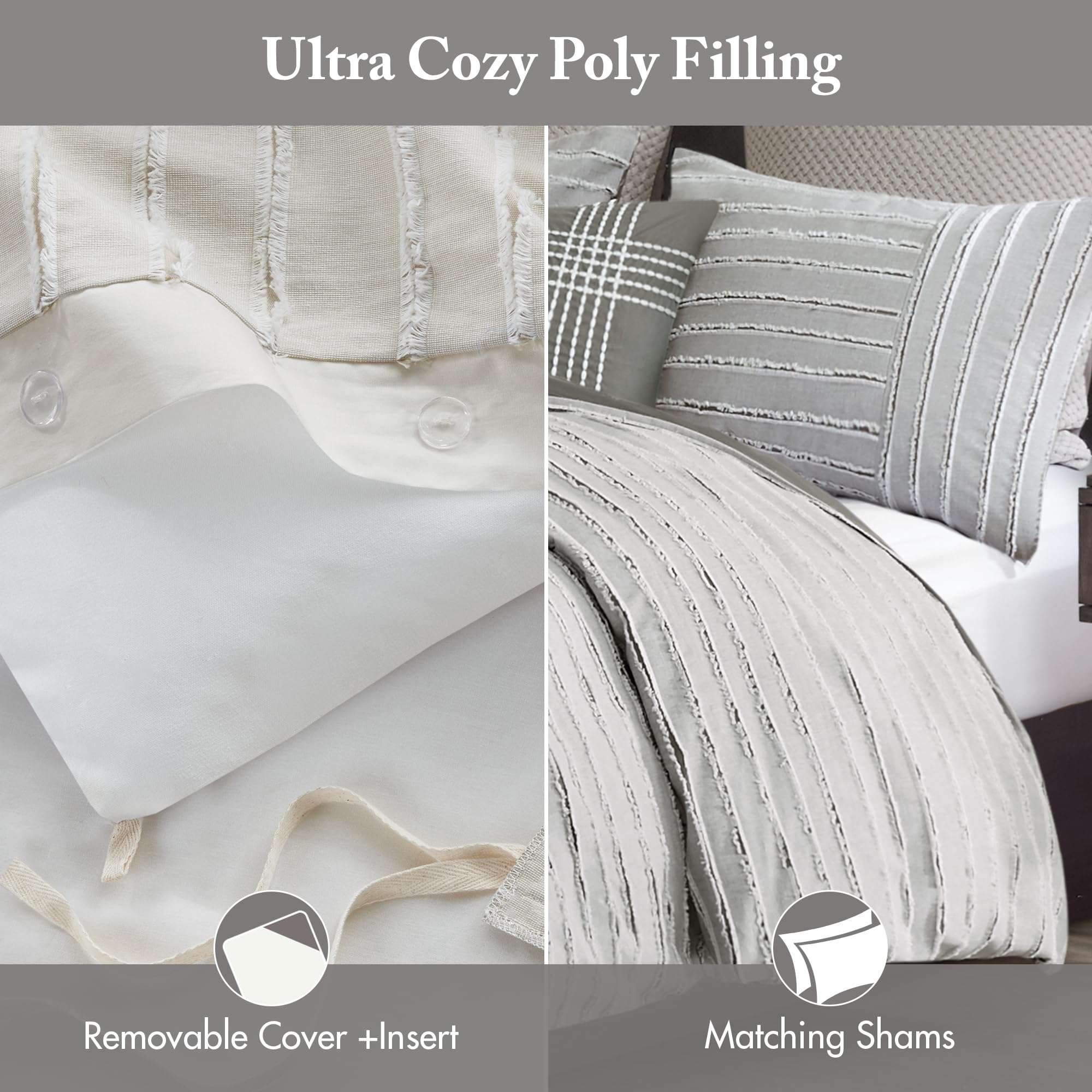 Close-up showing the removable cover and insert of the comforter