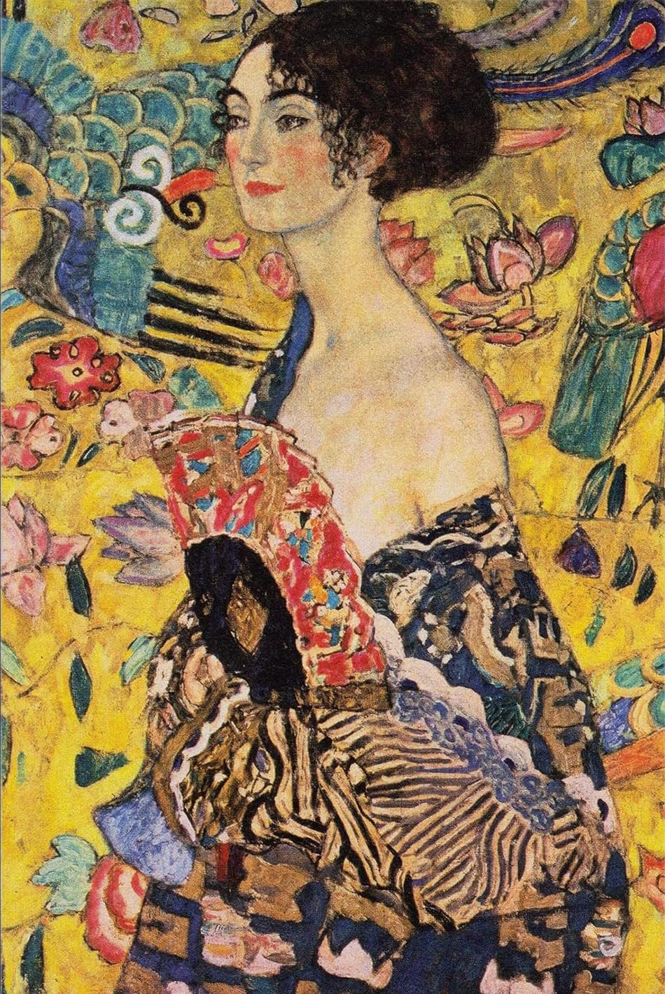 Waeta Rnvzx Gustav Klimt's Lady with Fan Poster Famous Artwork Canvas Painting Vintage Wall Art Gustav Klimt's Prints For Home Decor Picture 50x70cm No Frame