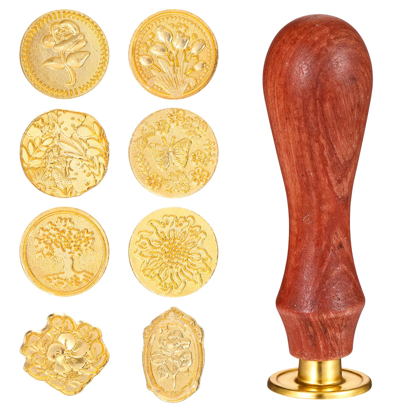 ElevateTech 9-teilig Wachssiegel-Stempel-Set, Siegelwachs-Stempel mit Holzgriff, Buchstaben-Wachssiegel-Aufkleber für Hochzeitseinladungen, Karten, Partys, Geburtstage, Umschläge, Dekorationsartikel