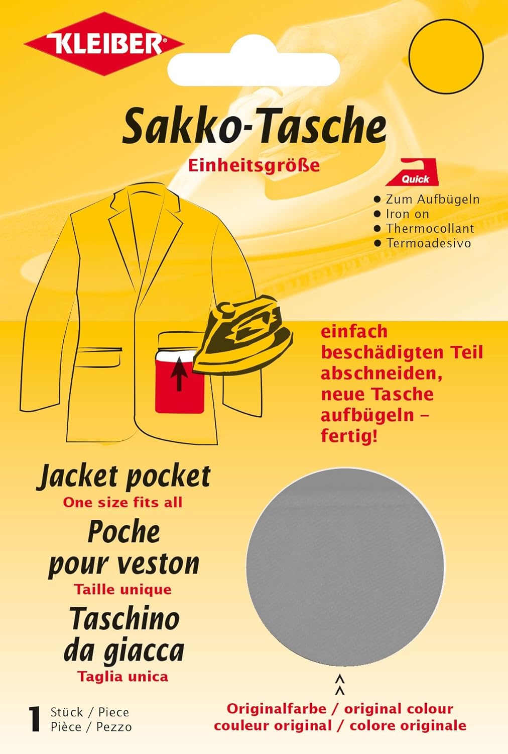 Kleiber Iron On Jacket Pocket RepairDark Grey Amazon.co.uk Home