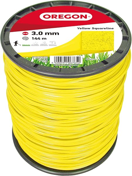 Fil débroussailleuse carré 3 mm jaune, 144 m, coupe herbes hautes et végétation dense