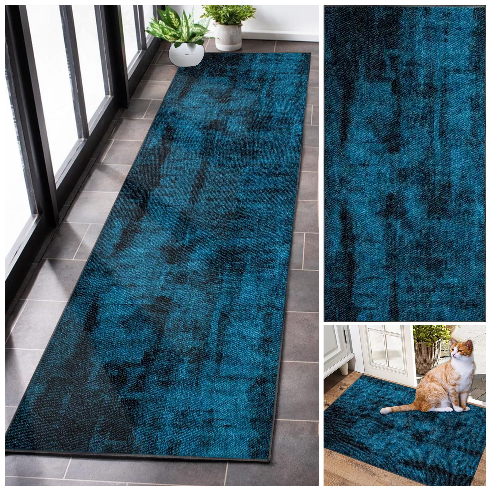 Runner Rugs for Hallway Absorbent Hallway Runner Kitchen Rug Non Slip Washable large Door Mat Carpet Runners for Hallways Corridor Carpet Narrow Area Rug Runner for Entryway Living Room 40 x 90 cm