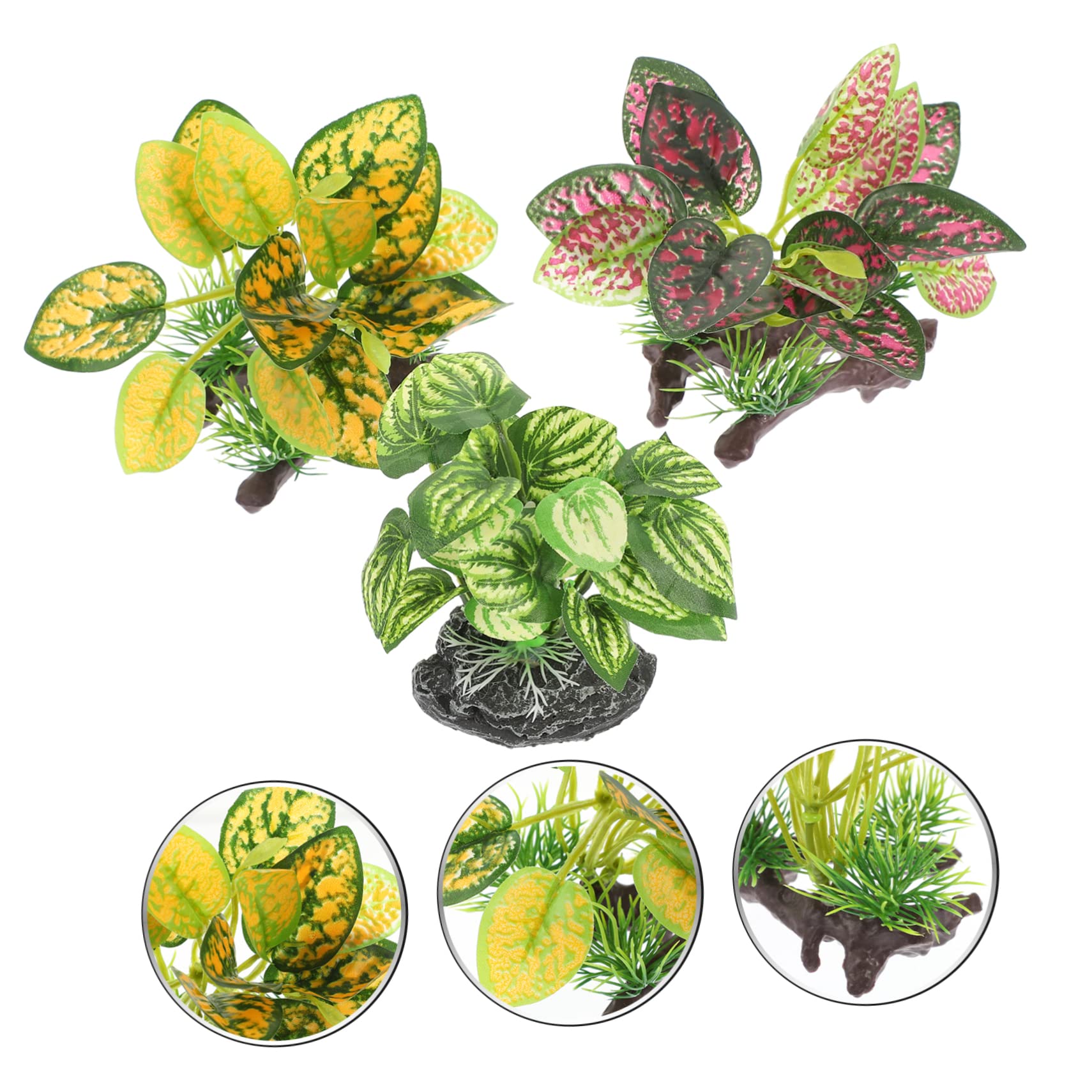 ULTECHNOVO 3 Set Ornamenti Di Piante Acquatiche Simulate Mini Piante Finte Arredamento Dell'acquario Contenitori Decorazioni Di Piante Finte Ornamento Dell'acquario 3 Pezzi * 3