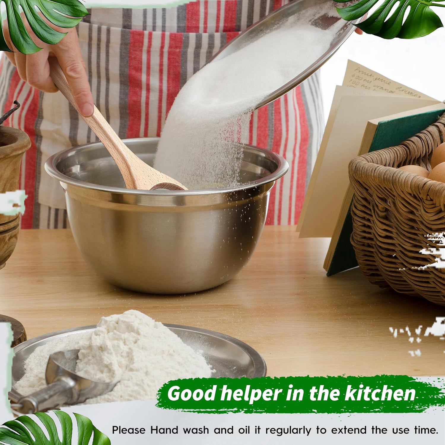 12 Inch Wooden Danish Dough Whisk Sourdough Whisk Dough Mixer Bread Whisking Tool for Mixing Sourdough Bread Baking Supplies for Pastries, Egg, Pizza(1 Pcs) - Image 6