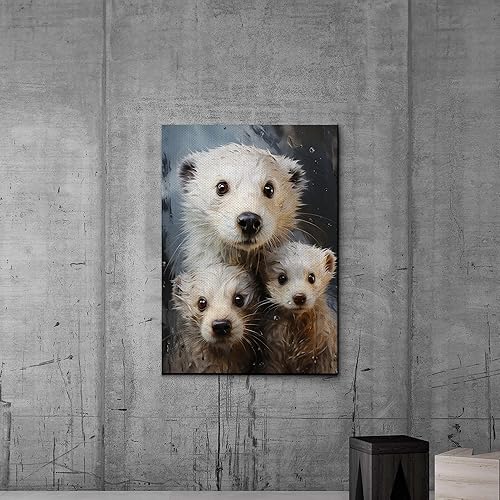 Miniatura 7 de Fox Mother Cub Print, In The Style Of Stencil,Based, Ivory, Kids Wall Art, Kids Wall Art Display, Mom And Baby Animal Art Print, Canvas, Art Decor