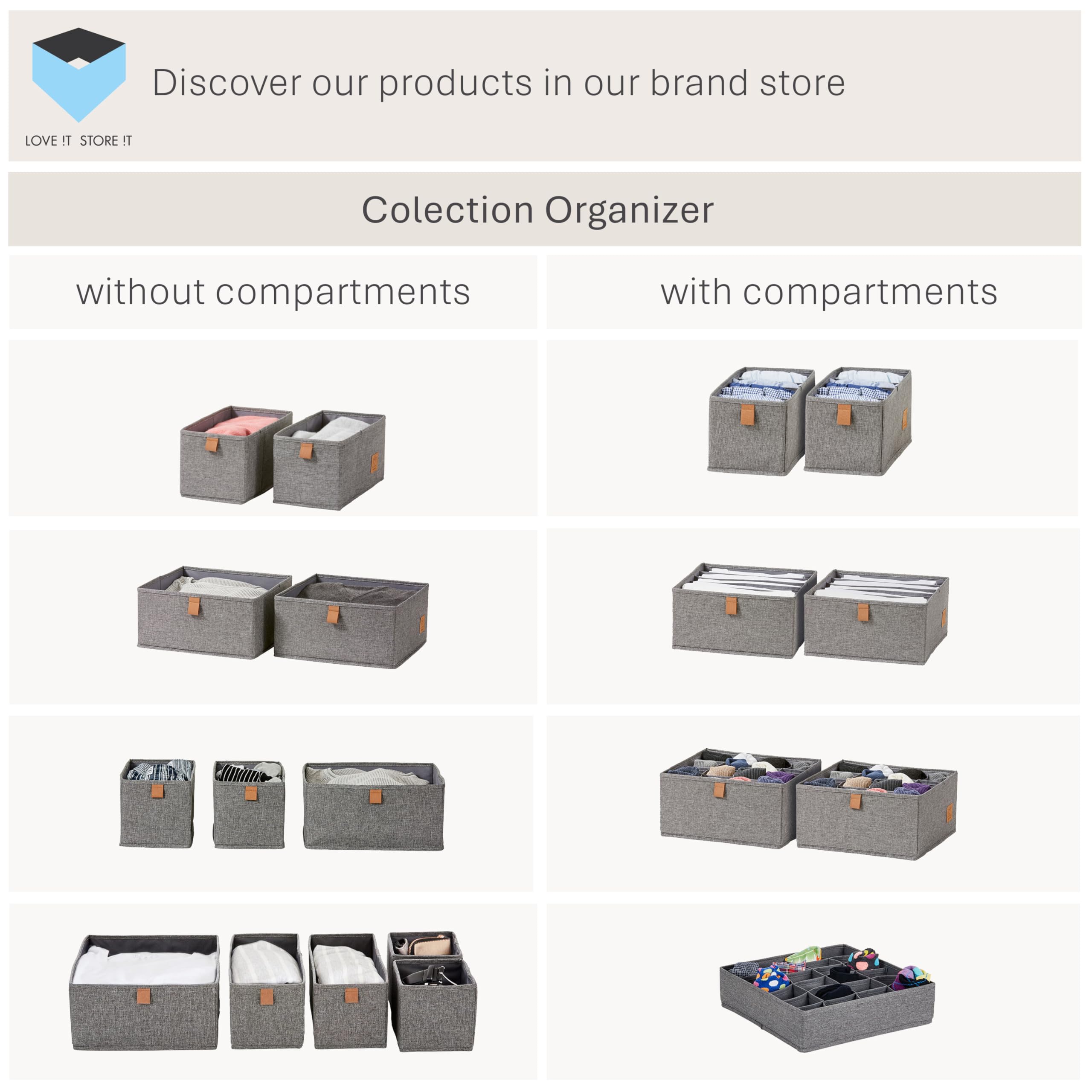 Love !T Store !T Premium Organizer do Szuflad, Szary, 2 sztuki