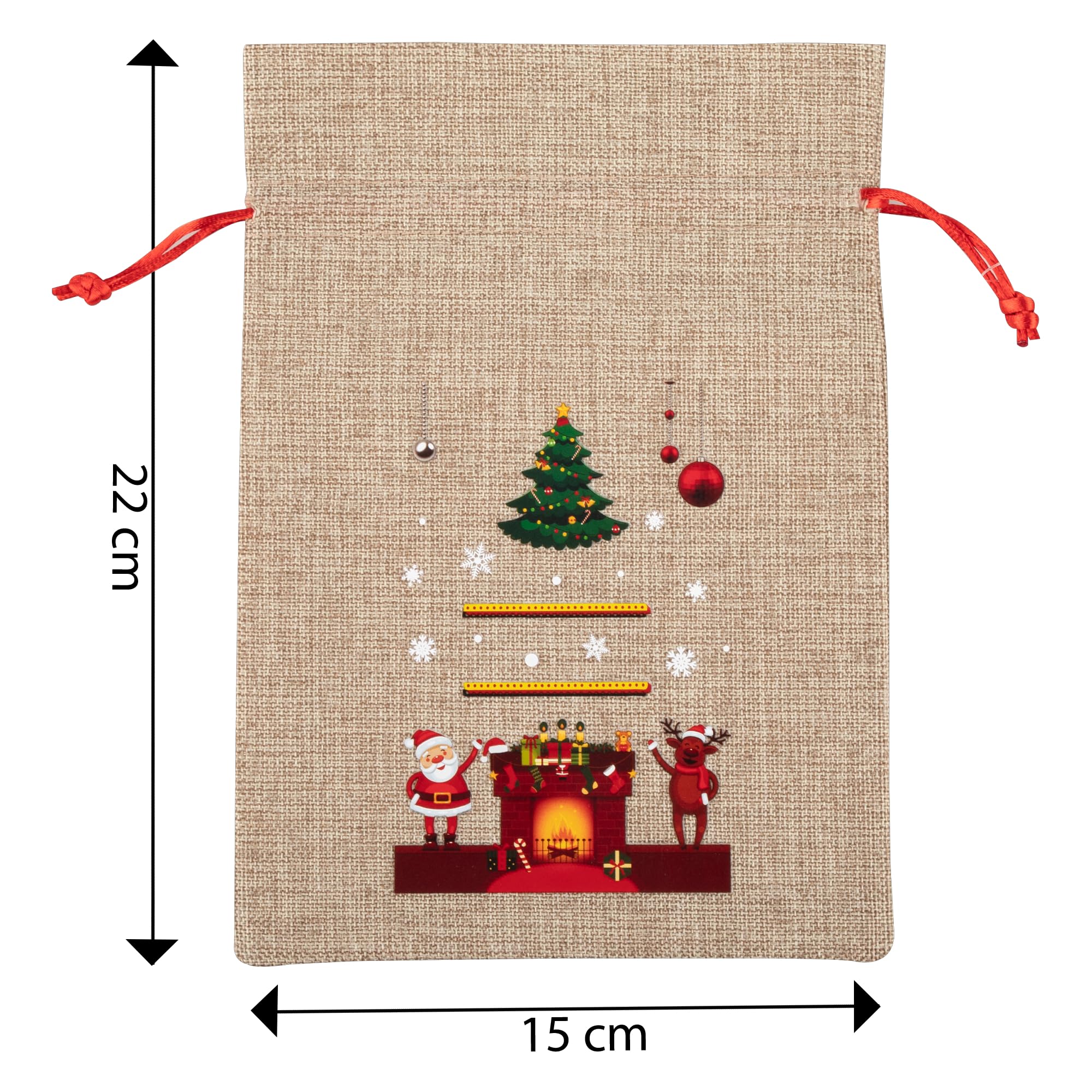 Image secondaire de Sachets Cadeaux de Noël Idena - 4 Pochettes en Tissu avec Motif Festif