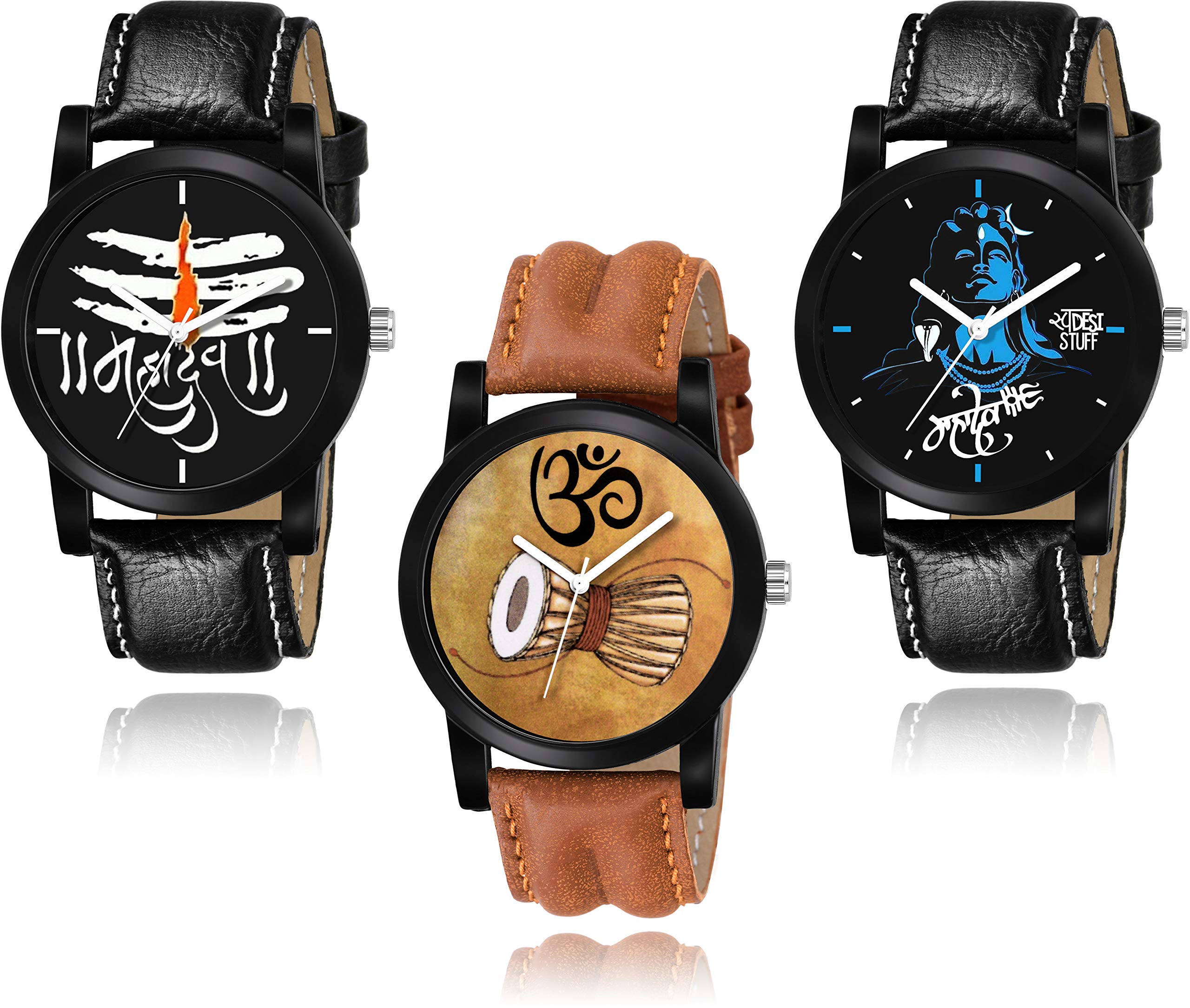 SWADESI STUFF Men Leather Watch Series Analogue Mens Watch(Multi-Colour Dial Multicolor Colored Strap)-SDS 34-39-41 (B083426KT2) Amazon Price History, Amazon Price Tracker