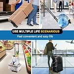 Chariot pliant à main Truck en fer Pull Rod Polding Cart Pliable Trolley Dolly avec roues Utilitaire Légèrement extensible Grand châssis pliable dans le sac à dos,Portable Panier à bagages pour les voyages à l'aéroport