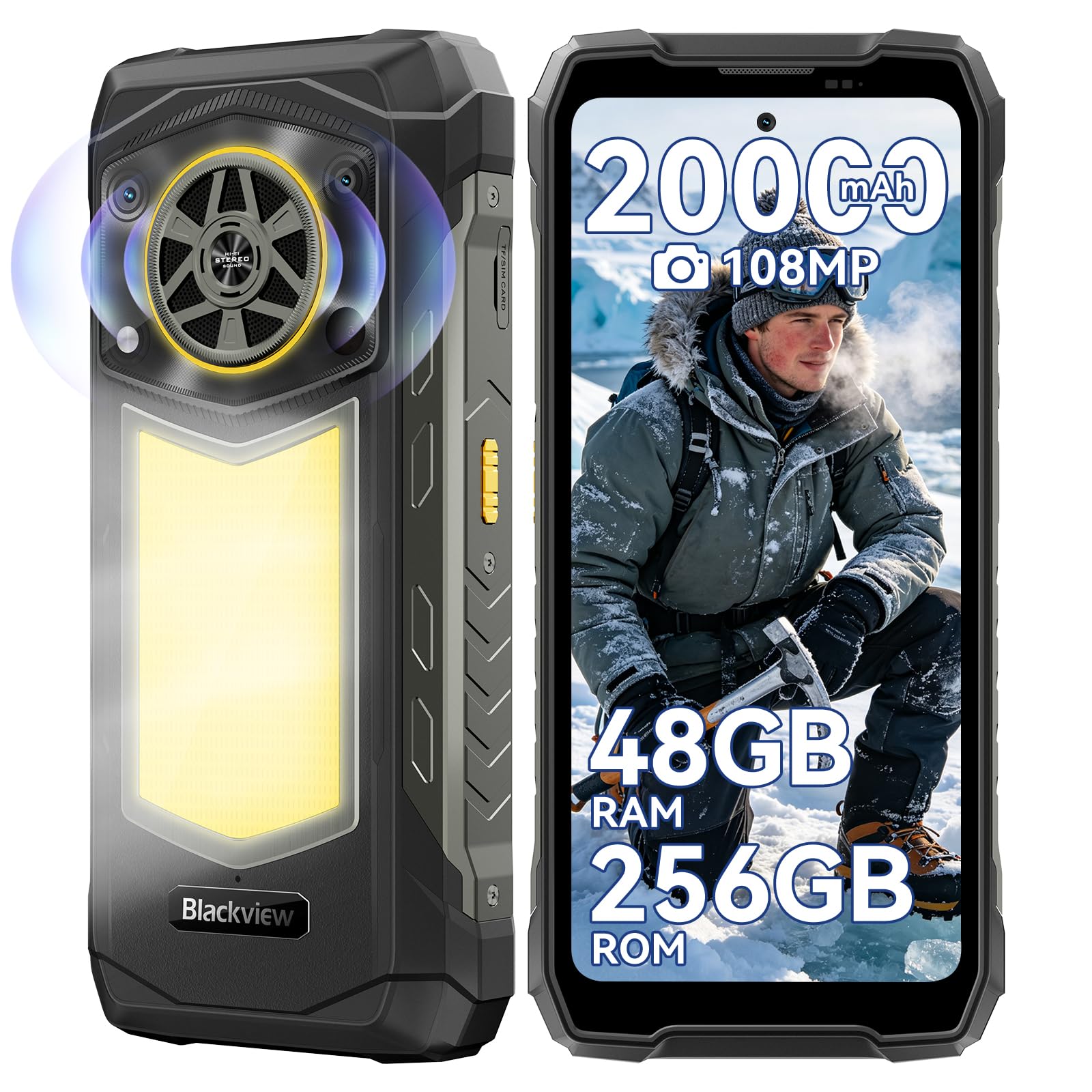 Blackview ROCK 5 Outdoor Smartphone, 20000mAh Business Handy, 48(12+36)GB+256GB/2TB Android 16 Outdoor Handy Ohne Vertrag, 108MP AI Kamera, 6.78" FHD+ Display 120Hz IP69K, NFC/OTG/GPS/3 Jahre Garantie