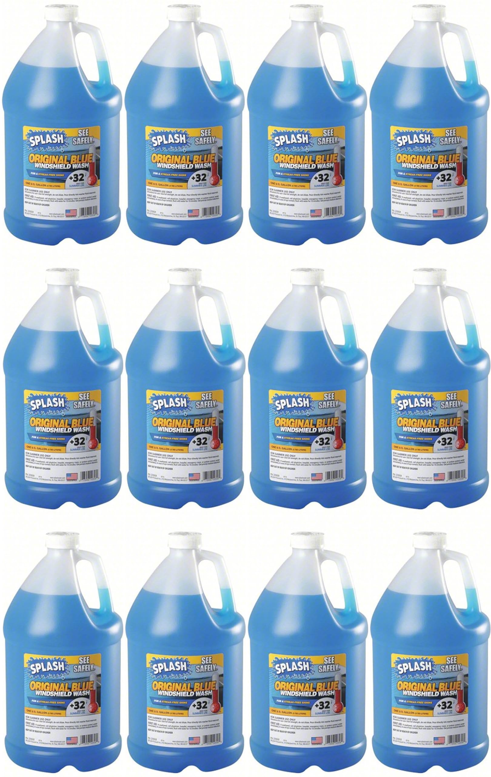 Elite Tool Center 12 Pack Splash Original Blue Windshield Washer Fluid +32 Degree 1 Gallon