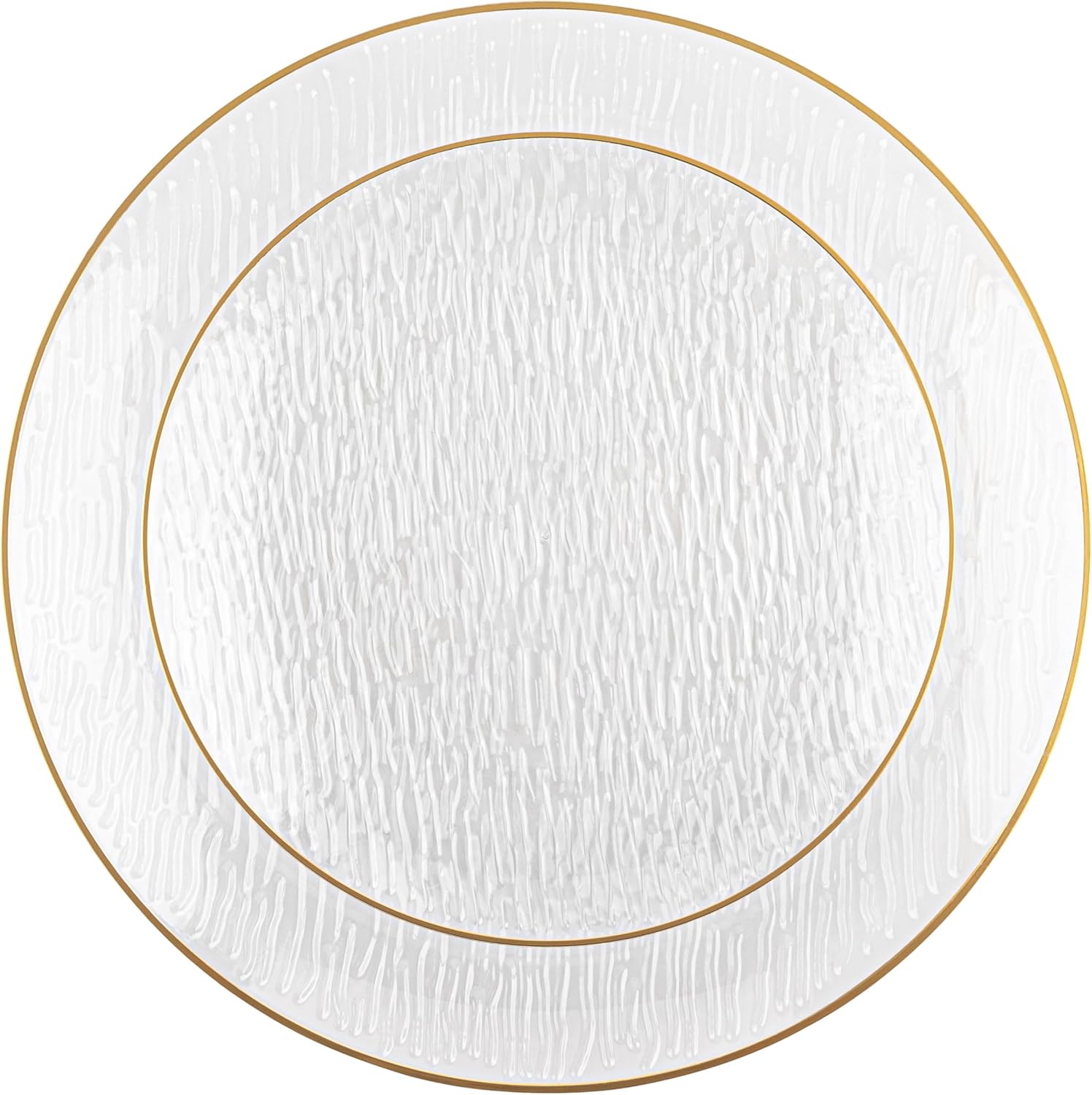 PLASTICPRO 24 Pieces Elegant Plastic Plates for Party Clear with Gold Rim Includes 7" inch and 10" inch Fancy Plastic Plates Disposable Dinnerware - Image 8