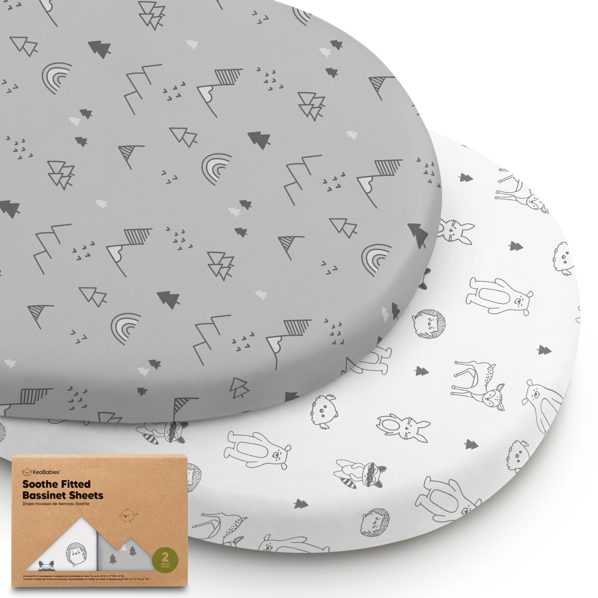 2-Pack Organic Bassinet Sheets for Girls, Boys - 100% Cotton Bassinet Mattress Sheets Compatible with Halo Bassinest Swivel Sleeper, Graco, Baby