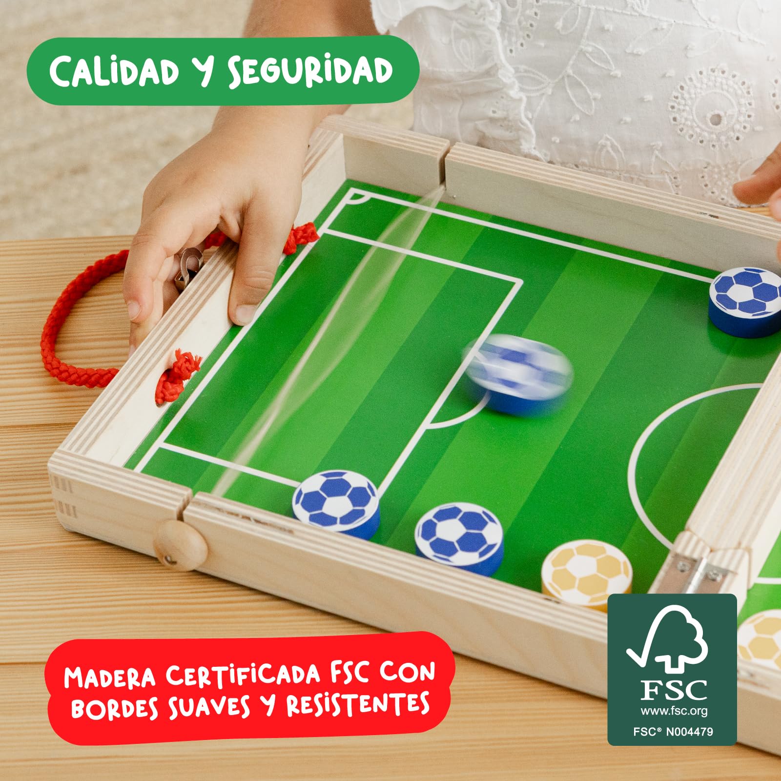 Nene Toys Sling Goal – Juego de Mesa Familiar Desde 4 Años para Niños y Adultos – Juguete en Madera para 2 Jugadores – Juego Infantil de Futbol para Viaje – Regalo Niños Niñas 4-12 Años
