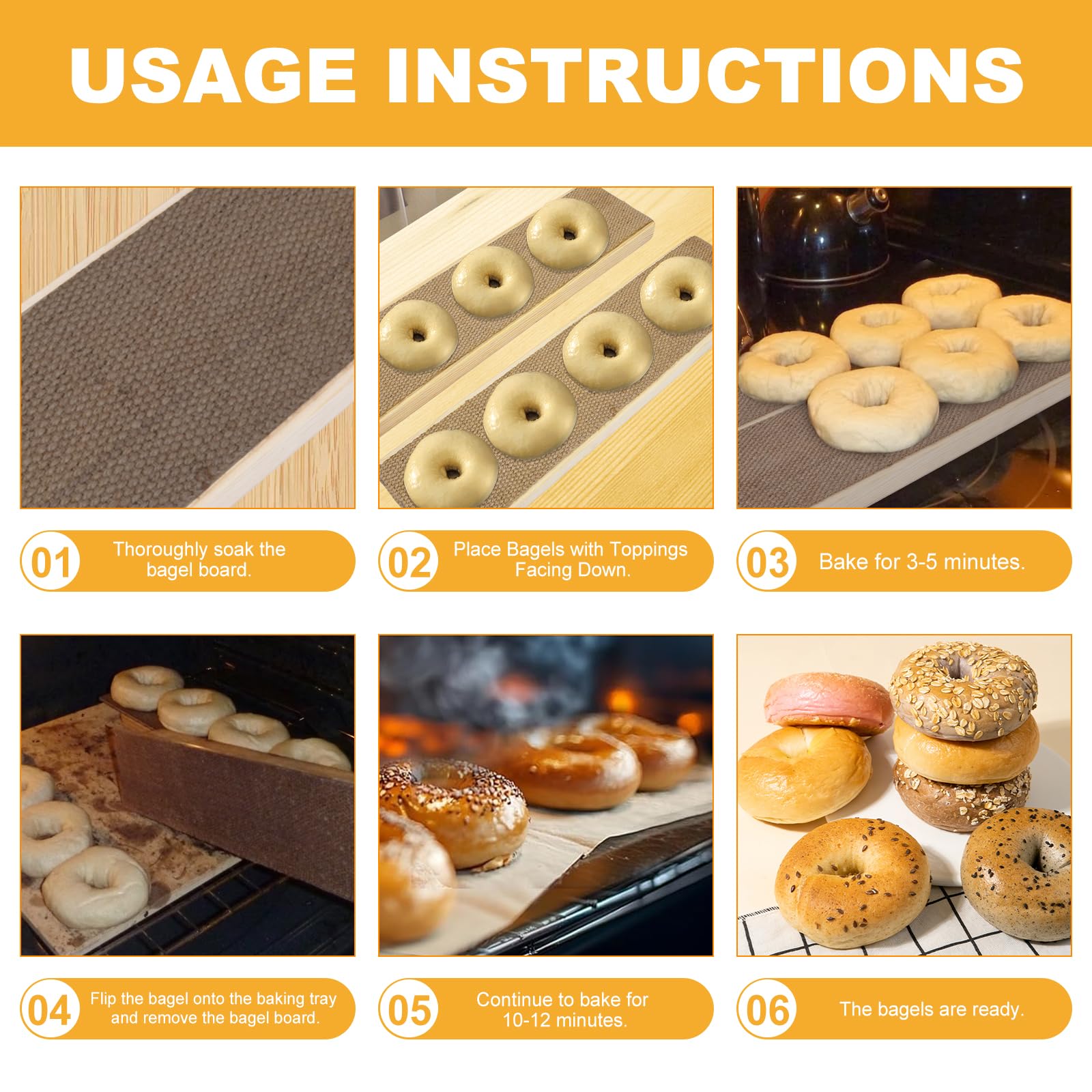 Amazon.com: 3 Pcs Bagel Boards for Baking Bagels, Pine Wood with