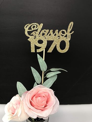 Miniatura 3 de 1970 Reunion Table centerpiece sticks, 50th High School Reunion Party Table, Class of 1970 Cutouts, Glitter Class Reunion cutouts, 1970, class
