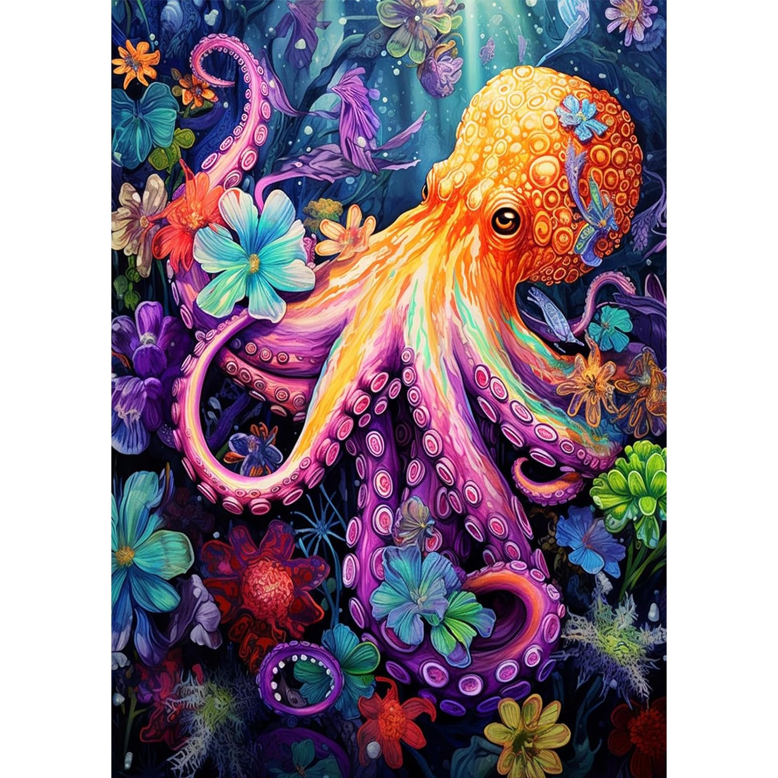TLIOBLO Octopus Diamond Art for Adults, 5D DIY Diamond Painting Animal Kits for Beginners, Full Drill Round Diamond Art Pictures Craft Gifts 30X40cm