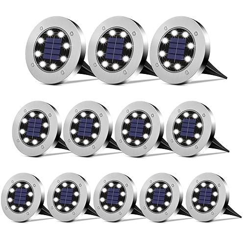 DUUDO Solar Lights Outdoor 12 Pack, Solar Garden Outdoor Waterproof