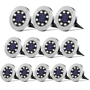 DUUDO Solar Lights Outdoor 12 Pack Solar Garden Outdoor Waterproof Pathway Lights Bright In-Ground Light Outdoor Lighting Decor