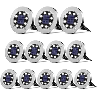 DUUDO Solar Lights Outdoor 12Pack,Solar Lights Outdoor Waterproof,Solar Garden Lights Bright In-Ground Lights Landscape Lighting for Yard,Pathway,Lawn,Patio,Driveway,Walkway White Light