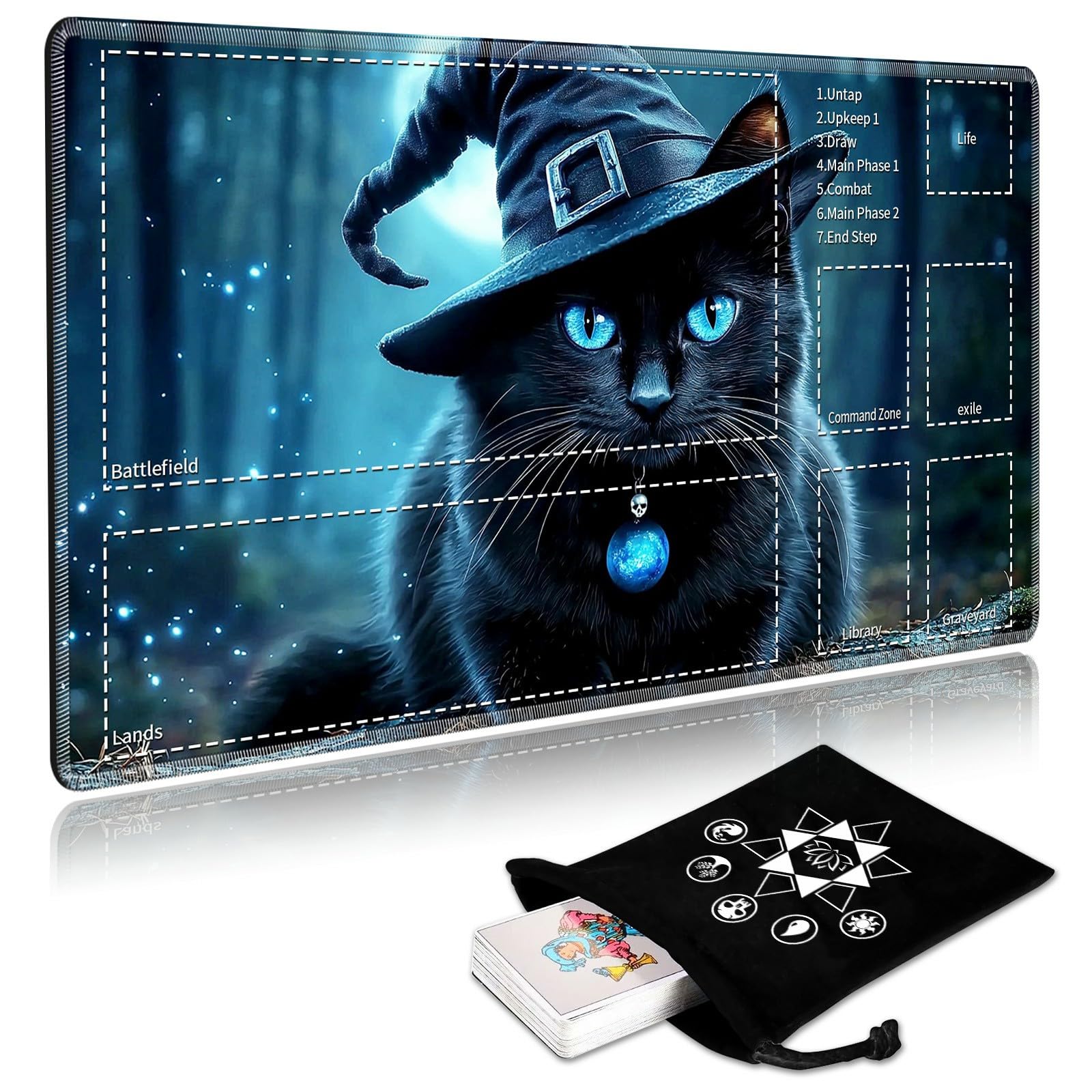 Amazon.co.jp: SichKards MTGプレイマット プレイゾーン付き 黒猫