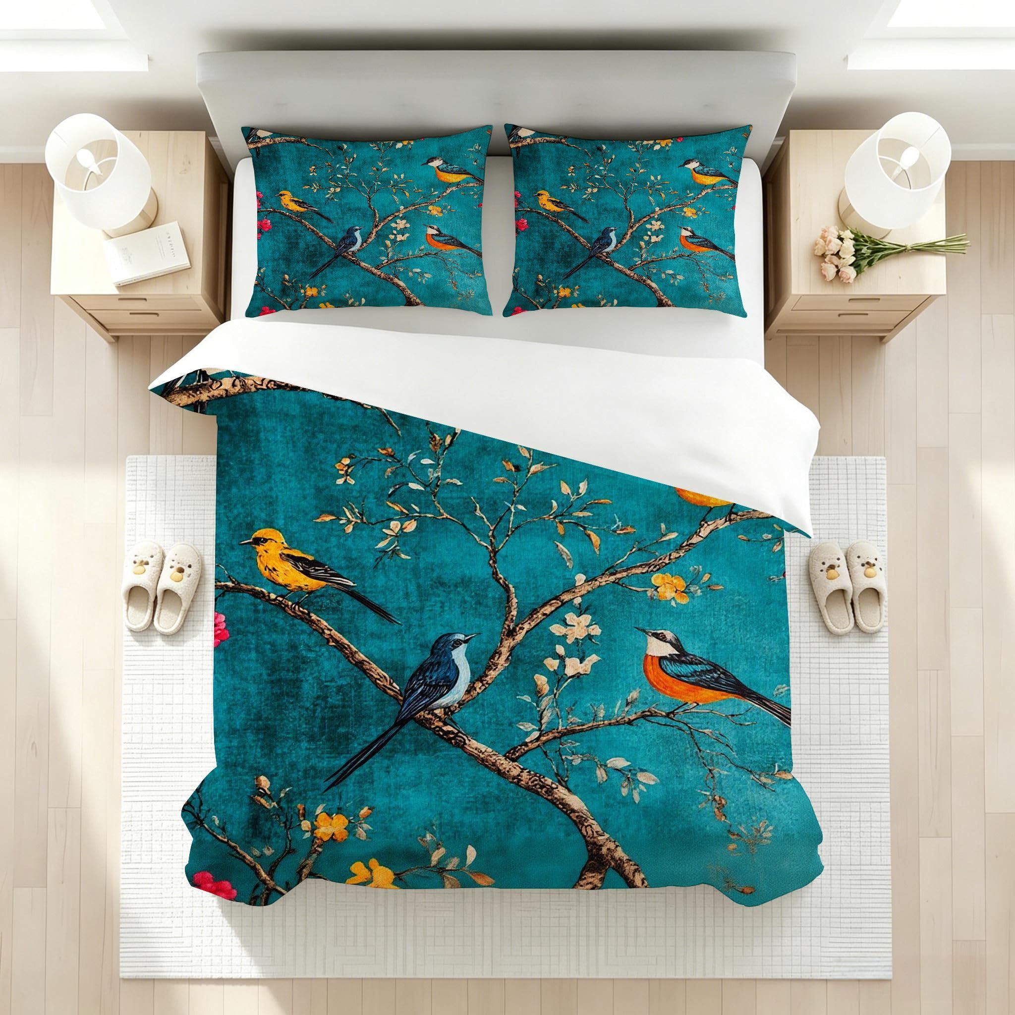 Parure Copripiumino Matrimoniale, Quadro Blu, AQ6720