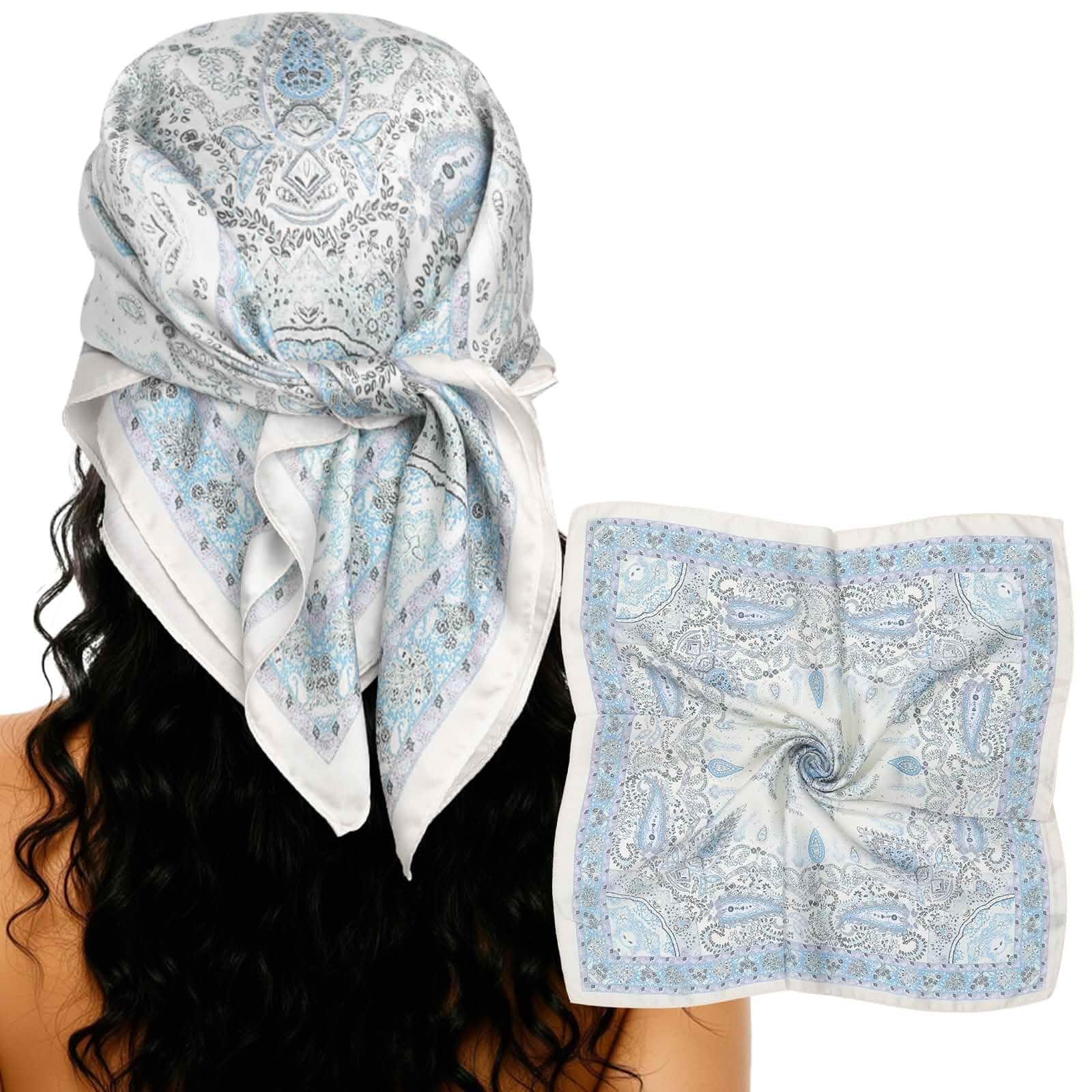 CHLINS 27.5”Women's Silk Feeling Head Scarf, Satin Hair Scarf Bandana, Lightweight Neck Tie for Head Wrapping & Handbag