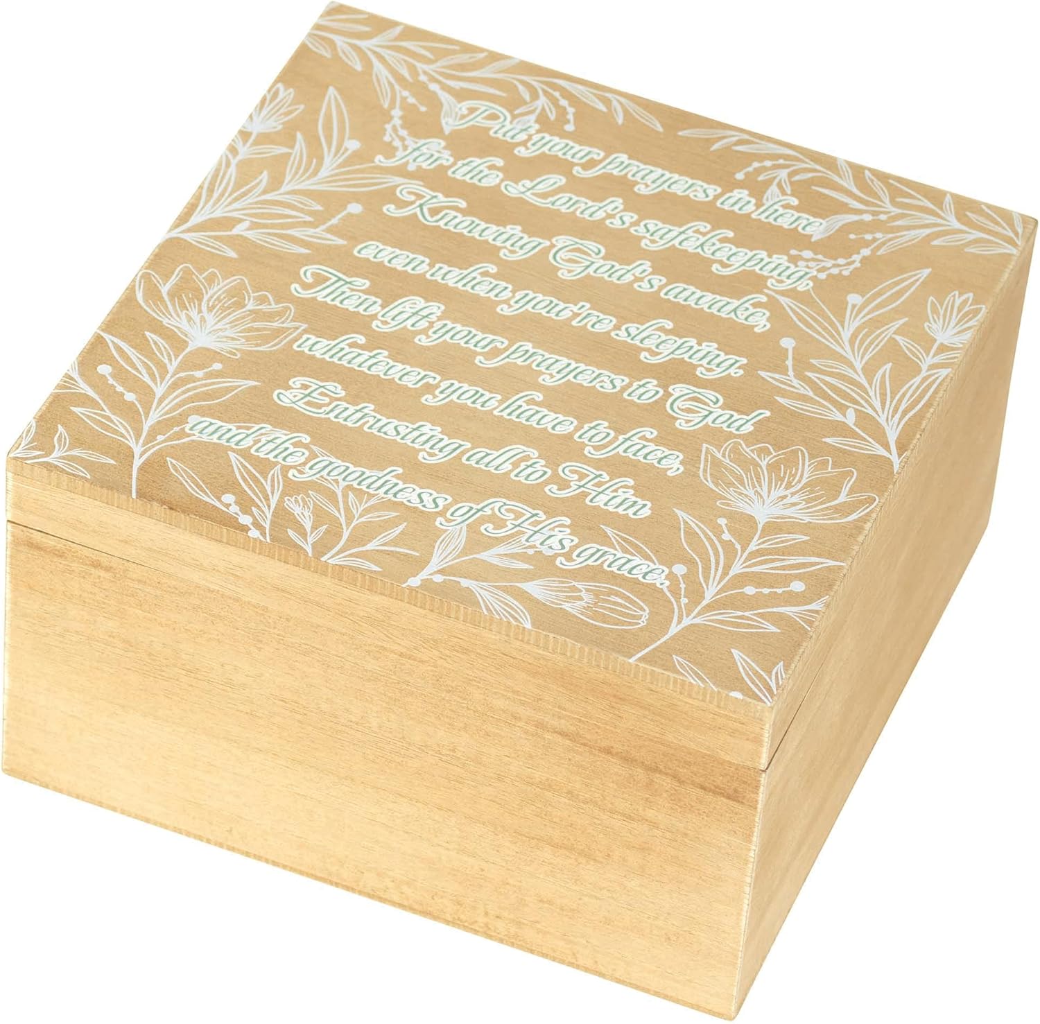 Dicksons Put Your Prayers In Here Natural Woodgrain 9.38 x 9.38 Wood Rustic Keepsake Box With Photo Holder
