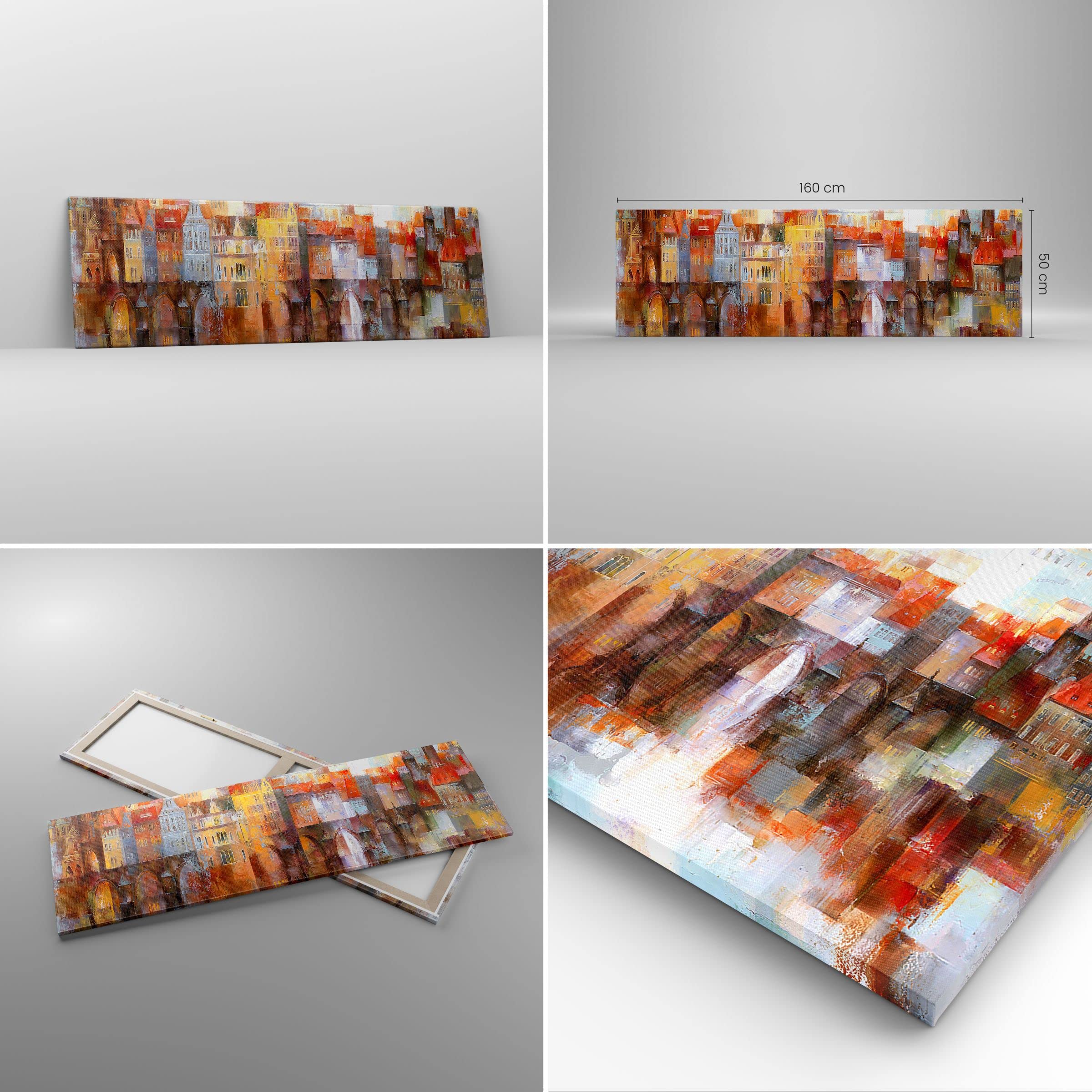Quadro su Tela 160x50cm Stampe da Parete città casa popolare Grandi XXL Decorazione Murale Camera da Letto Cucina 1 pezzo Quadri Moderni Soggiorno Grafica Immagini Wall Art Canvas AB160x50-3476