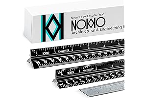 12 Inch Steel Ruler - Precision Drafting & Architectural Scale Ruler for Engineers, Architects, Construction