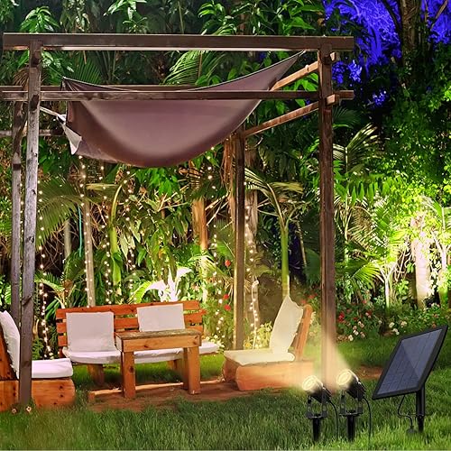 Miniatura 6 de DINGLILIGHTING Focos solares LED para paisaje, luces de pared impermeables con energía solar, 2 en 1, luz solar para paisajismo al aire libre para