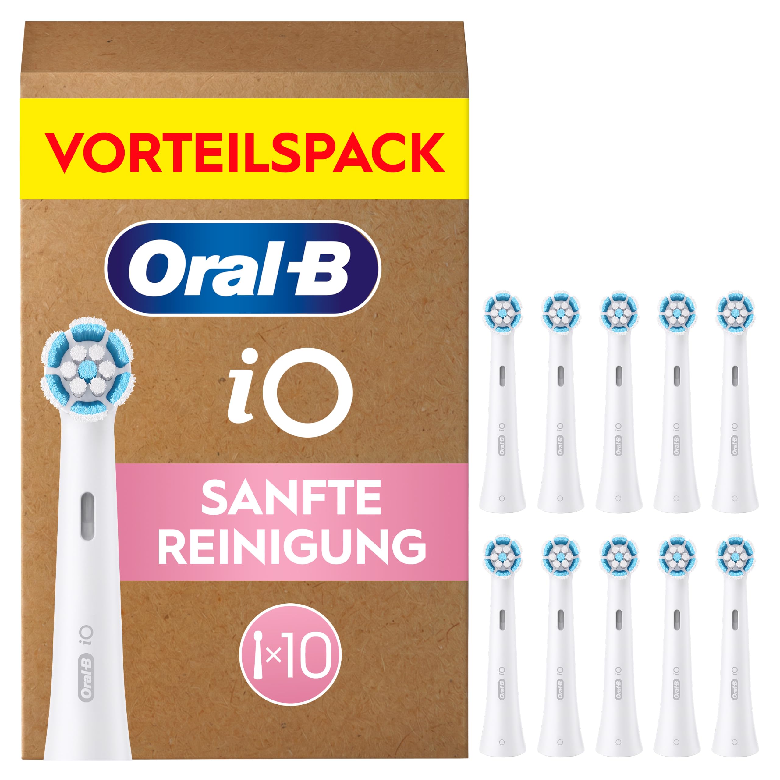 Oral-B iO Aufsteckbürsten Sanfte Reinigung, Weiß, 10 Stück