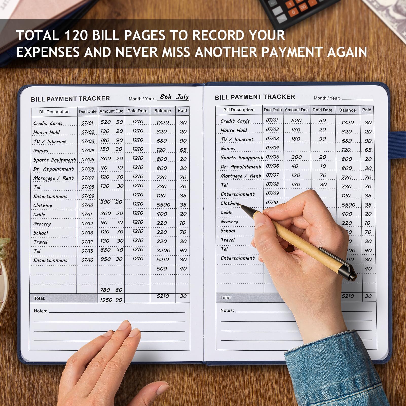 Snapklik.com : Bill Tracker Notebook, Bill Payment Tracker Monthly ...