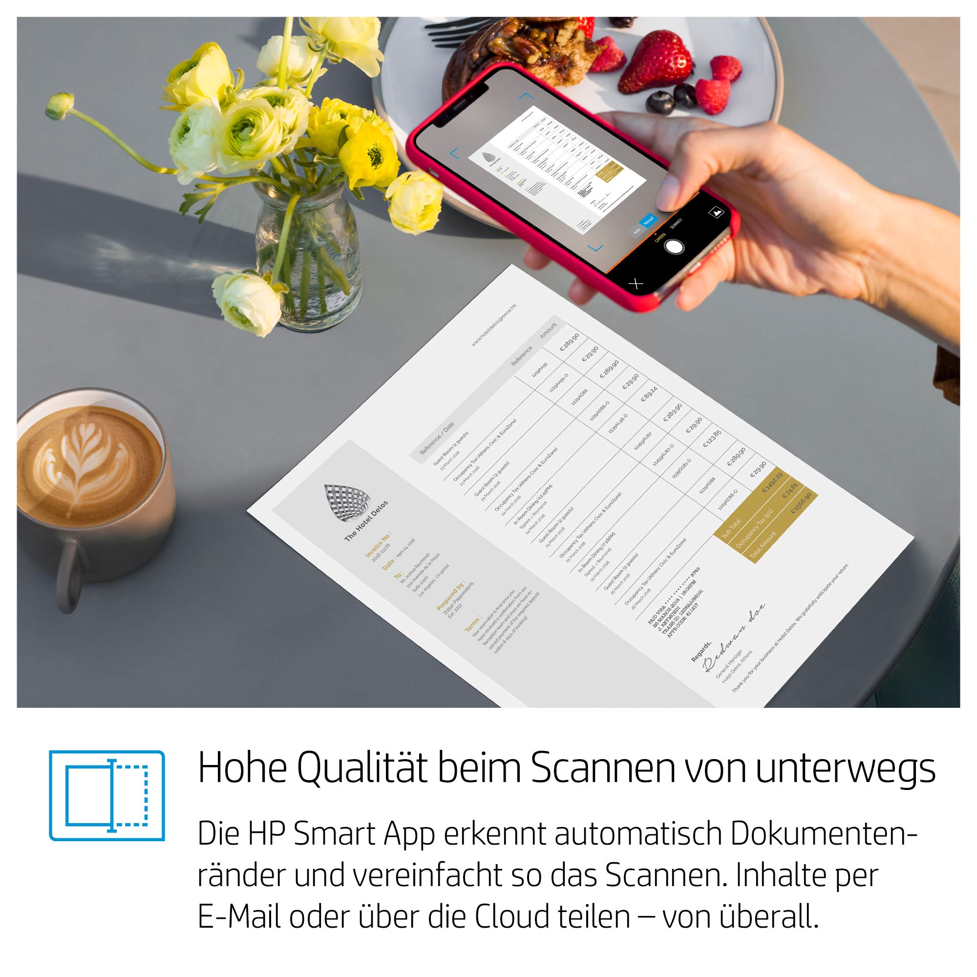 HP Tango X Smart Home Drucker (HP Instant Ink, WLAN, Bluetooth, integrierte Sprachsteuerung, graues Wrap Pad, mit 6 Monaten Instant Ink inklusive) weiß/grau