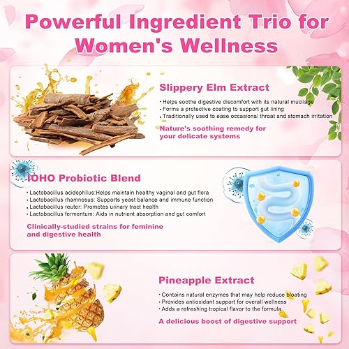 Miniatura 6 de Her Juicy - Gomitas de probióticos femeninos para mujeres, sabor a piña tropical, apoya el equilibrio del pH, la salud digestiva e inmunológica, con