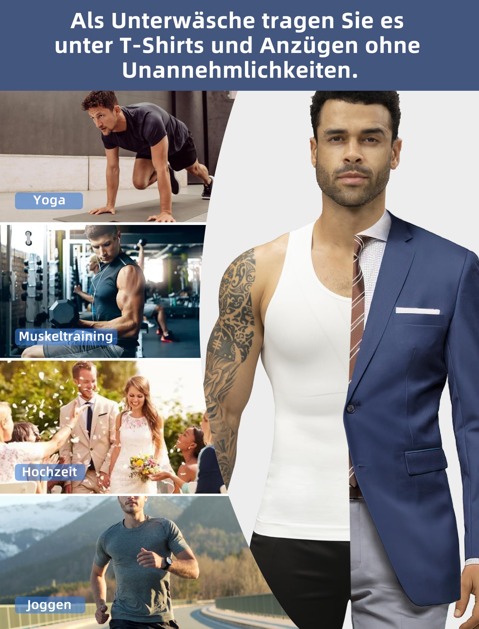 MISS MOLY Shapewear Tank Top Herren Kompressionsshirt Nahtloses Bauchweg Unterhemd Herren Taillenformer Body-Shaper Männer Ärmellos Bauch Top Weste